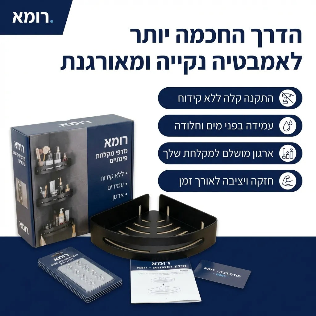מדפי מקלחת פינתיים