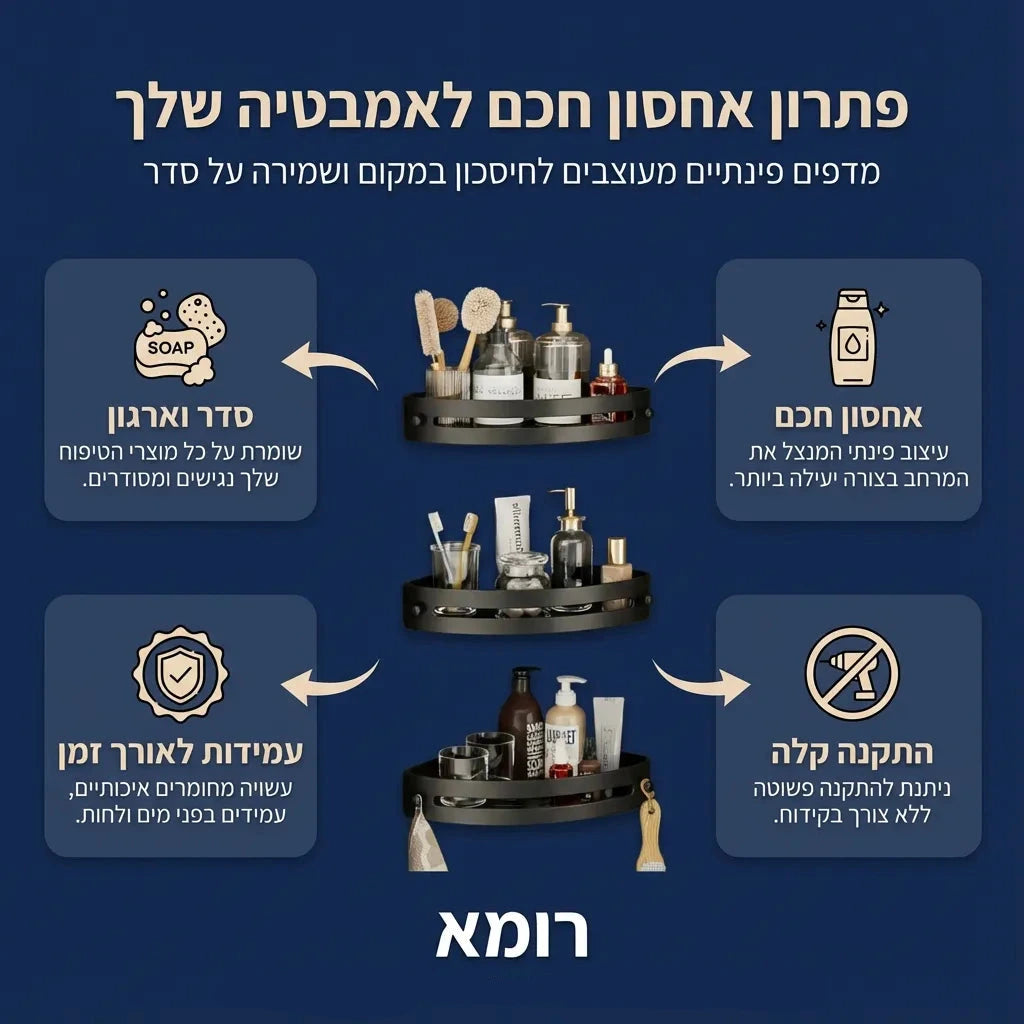 מדפי מקלחת פינתיים